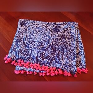 Lilly Pulitzer Blue and Pink Riley infinity Scarf EUC